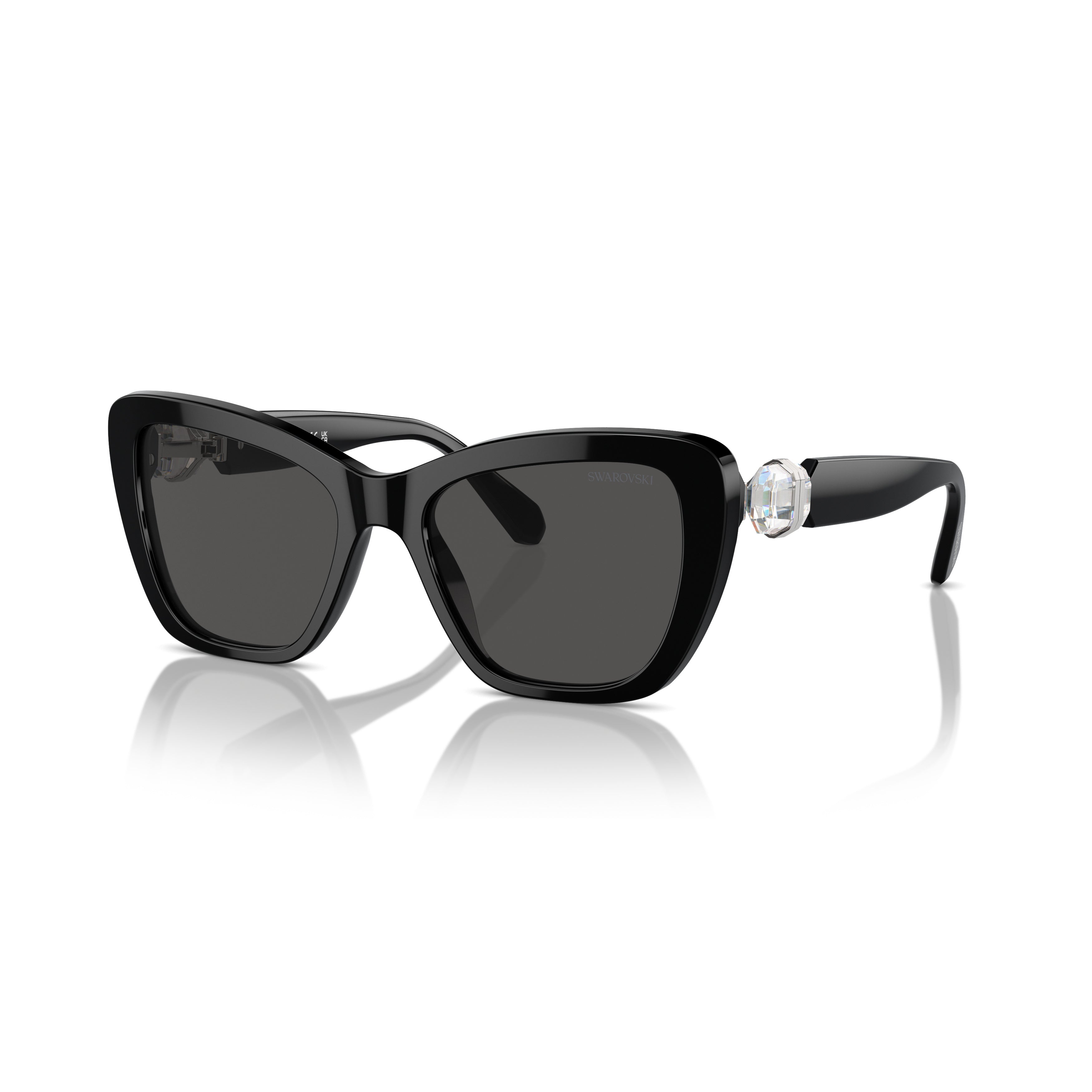 0Sk6018 Oversized Black Cat-Eye Sunglasses with Crystal Embellishments
