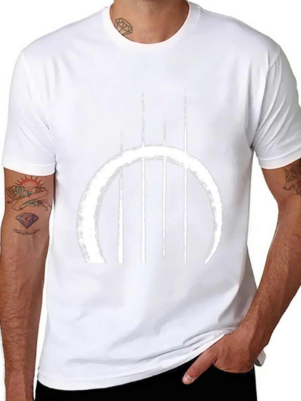 Abstract Circle & Lines Graphic Black T-Shirt