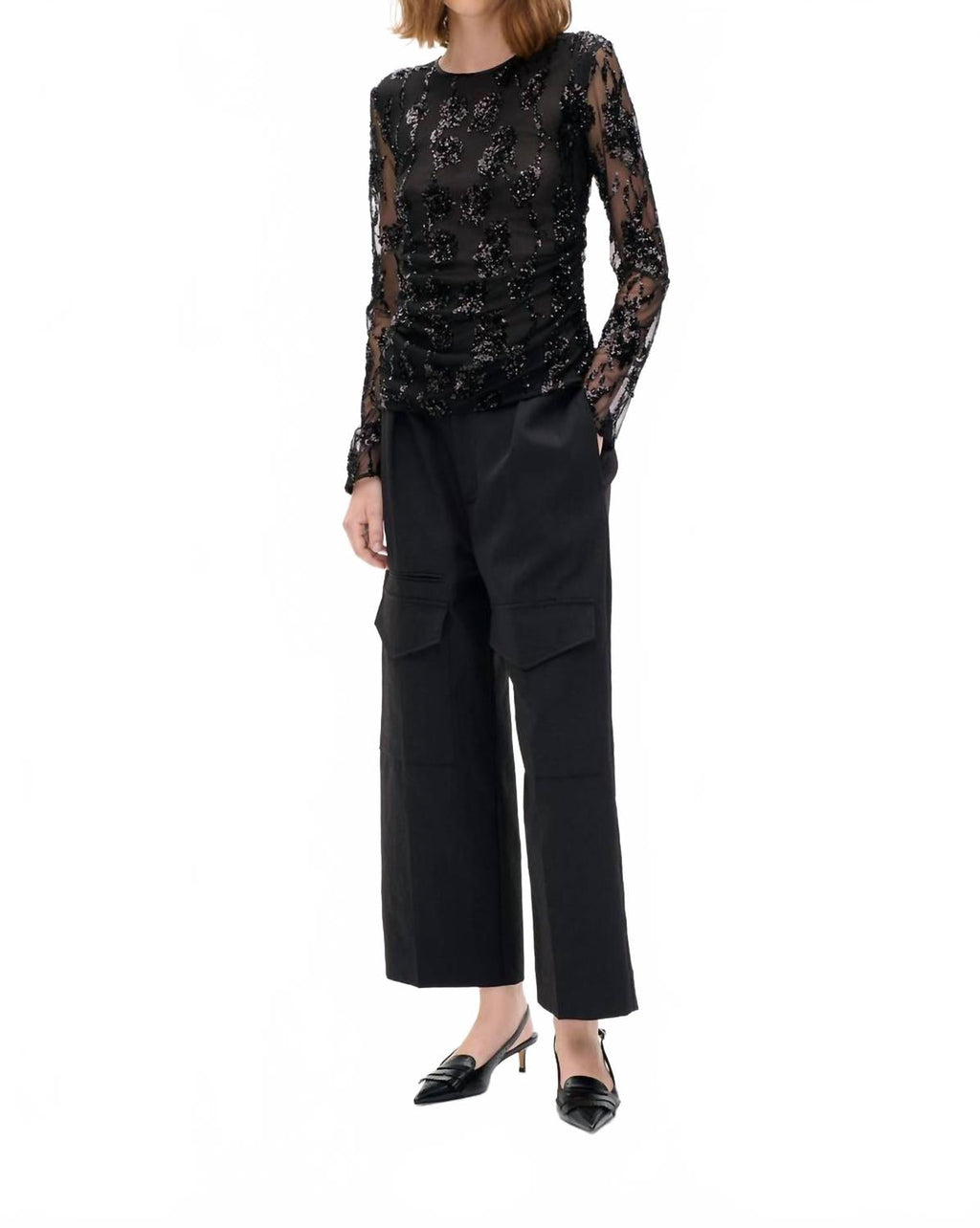 Jenine Sequin Top In Black