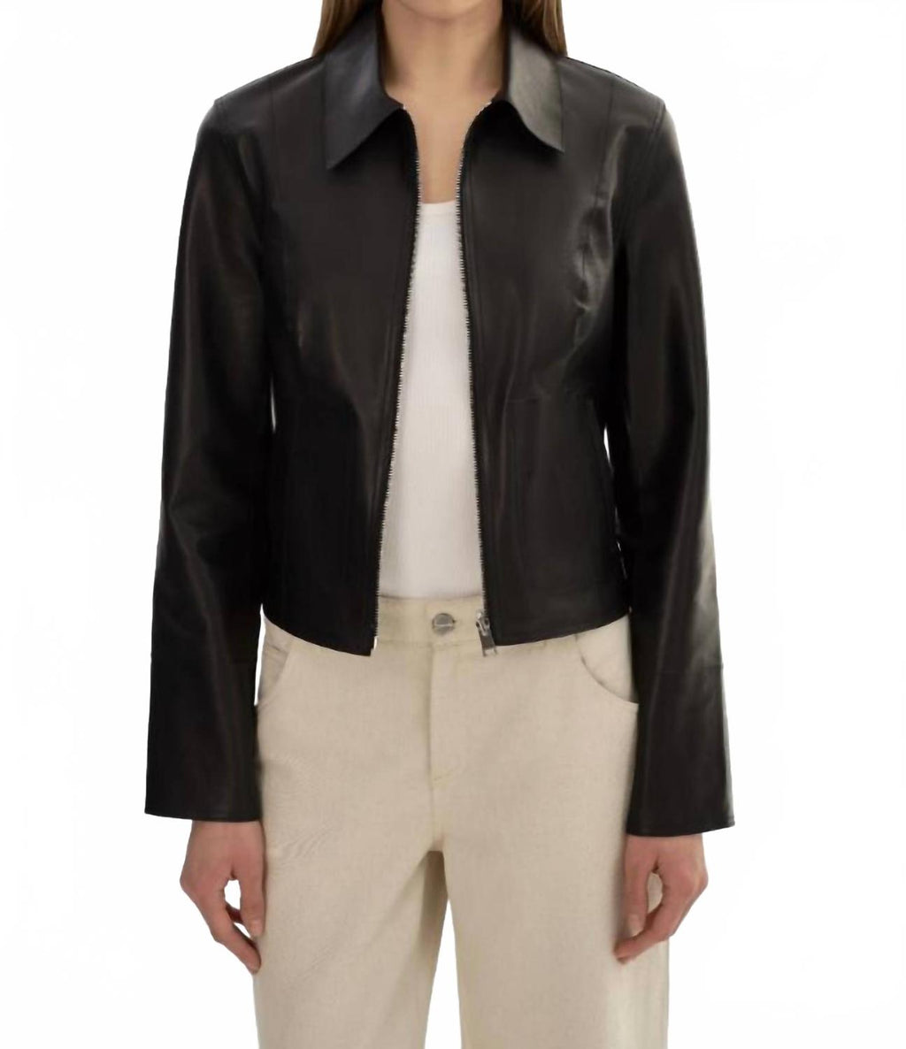 Reversible Leather Jacket In Black/silver