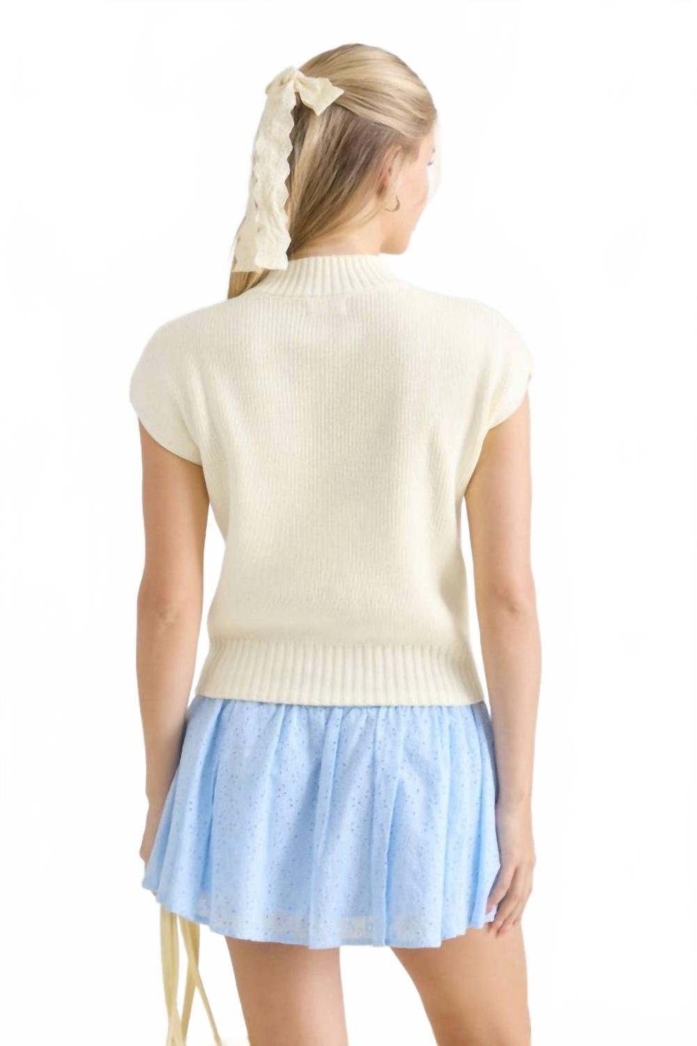 Mock Neck Knit Pullover In White