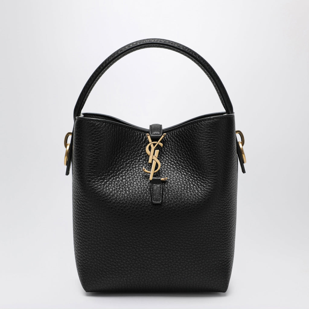 Saint Laurent Le 37 Bucket Bag In Black Grained Leather Women