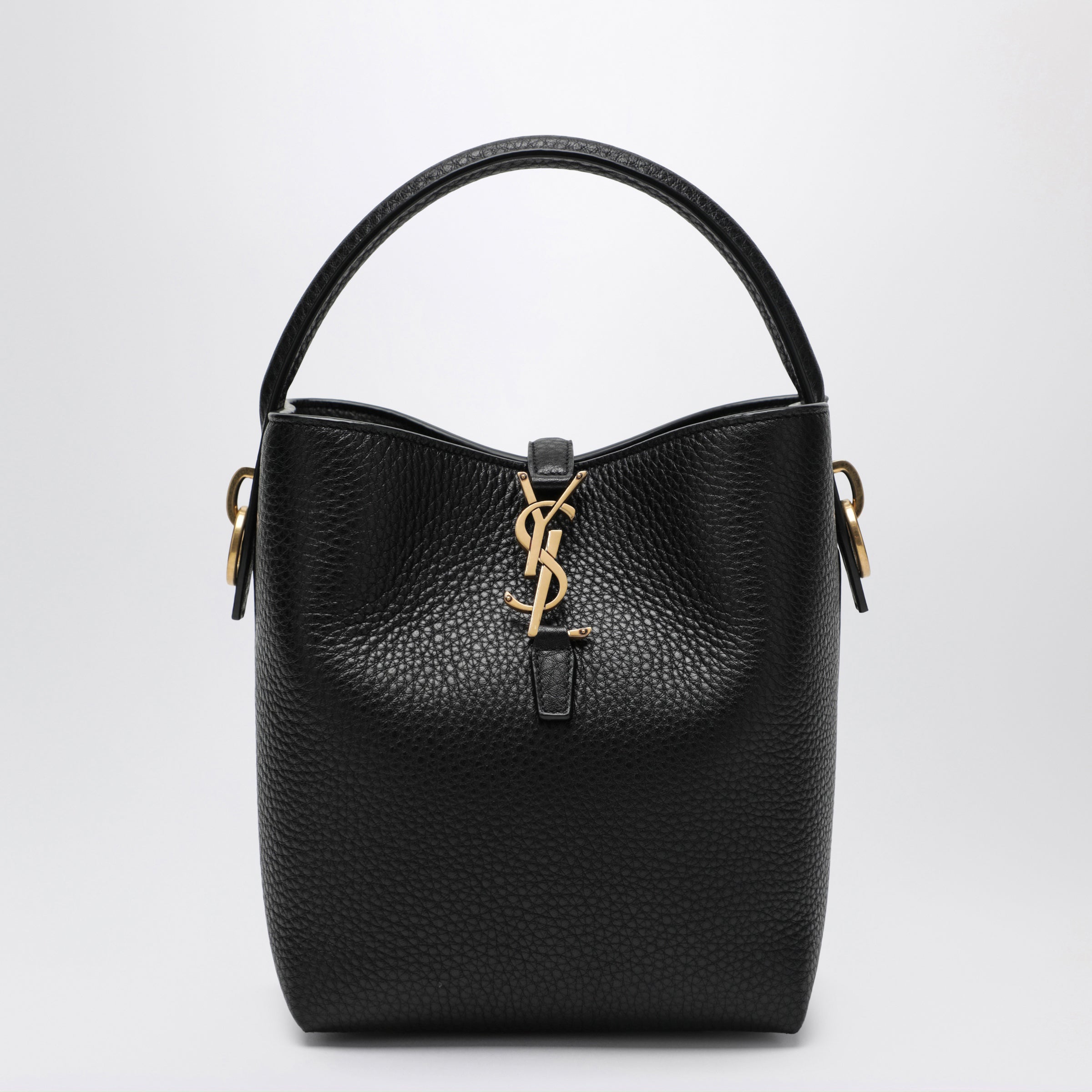 Saint Laurent Le 37 Bucket Bag In Black Grained Leather Women