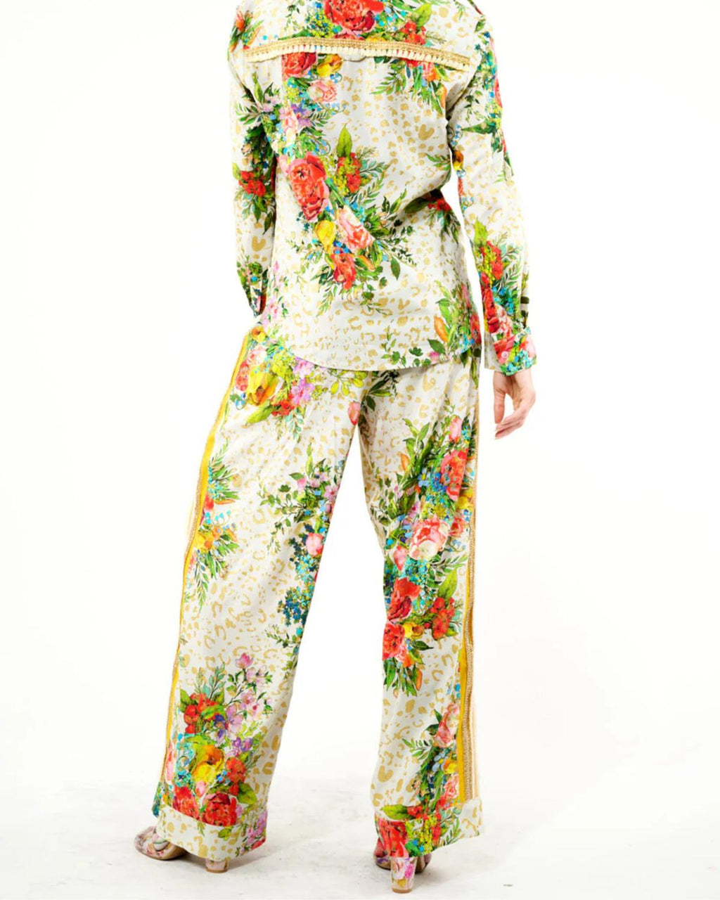 Harriet Elastic Waist Pants In Cream Floral Combo