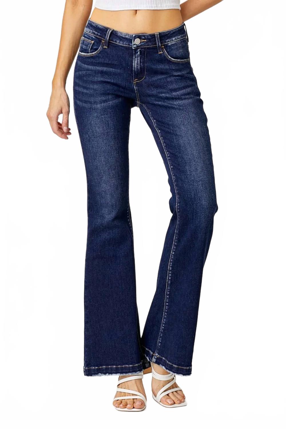 Low Rise Flare Jeans In Dark Wash
