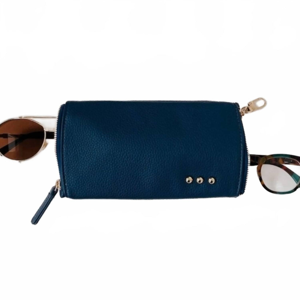 Women's Skyla 2-In-1 Glasses Case Holder In Navy Blue Vegan Leather