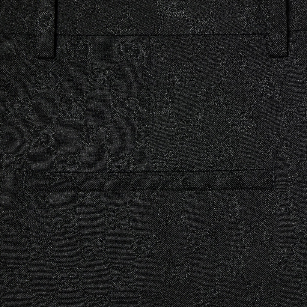 Gucci Black Wool Trousers With Gg Pattern Men