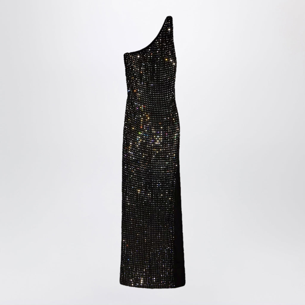 Gucci Long Jersey Dress With Crystal Embroidery In Black Women
