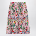 Gucci Flora-Print Pleated Silk Midi Skirt In Pink Women