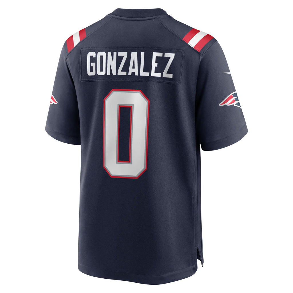 New England Patriots Christian Gonzalez Navy Team Game Jersey