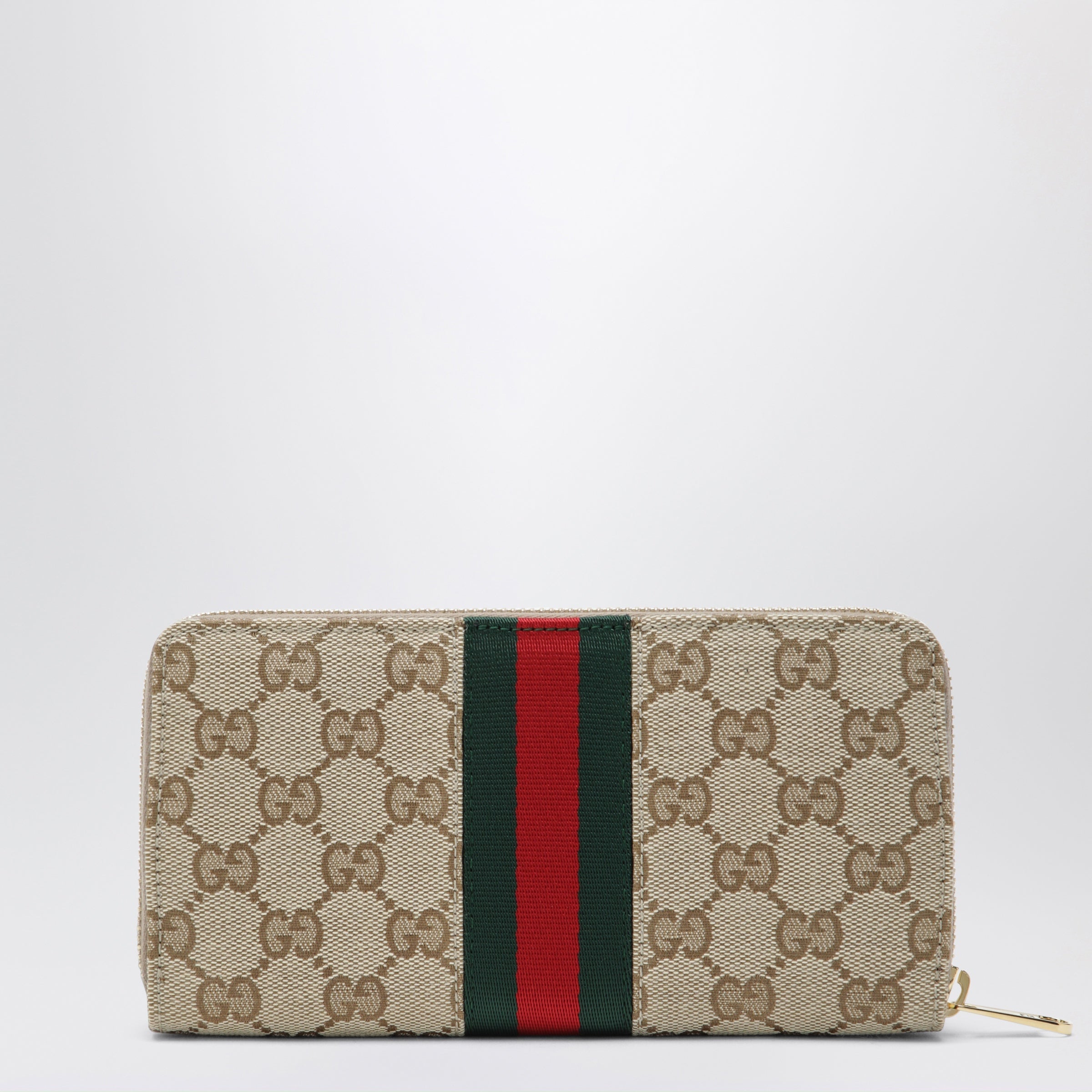 Gucci Horsebit Web Zipped Wallet In Gg Canvas Beige Women