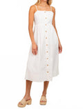 Sleeveless Button Down Midi Dress In Ivory