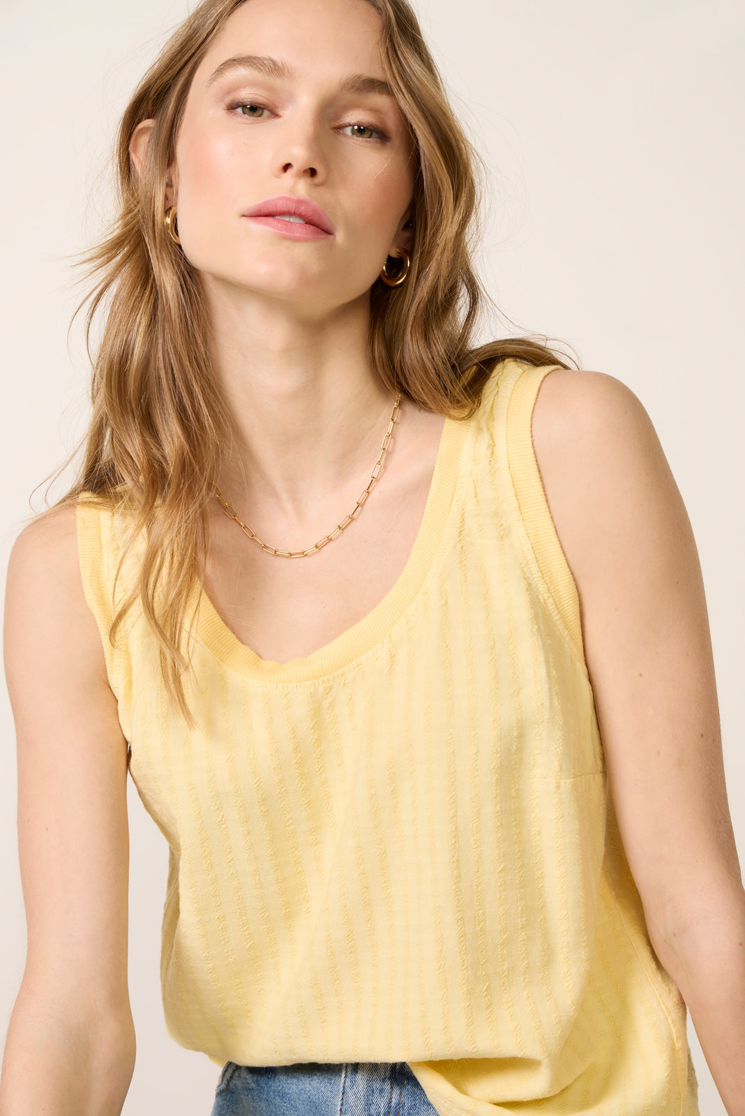 Women's Stripe Linen Tank Top