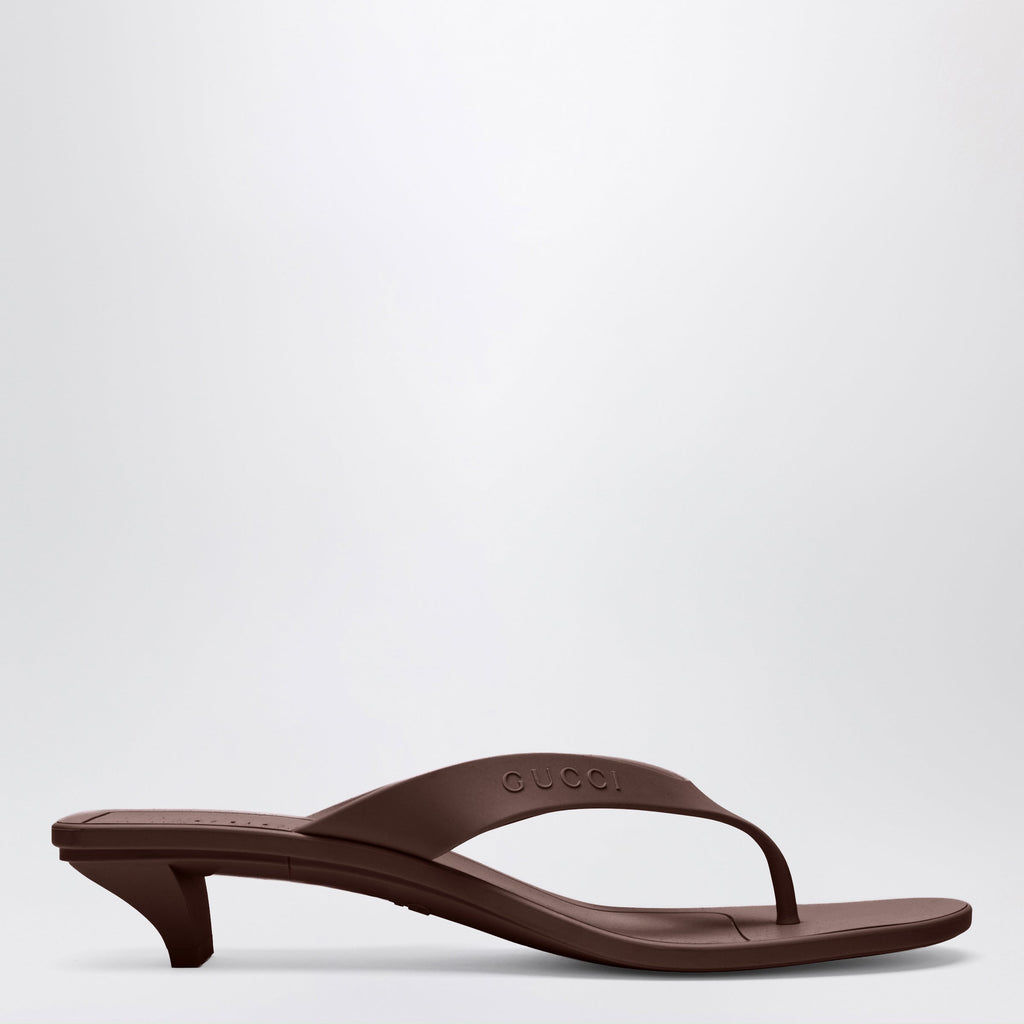Gucci Vittoria Brown Rubber Flip-Flops Women