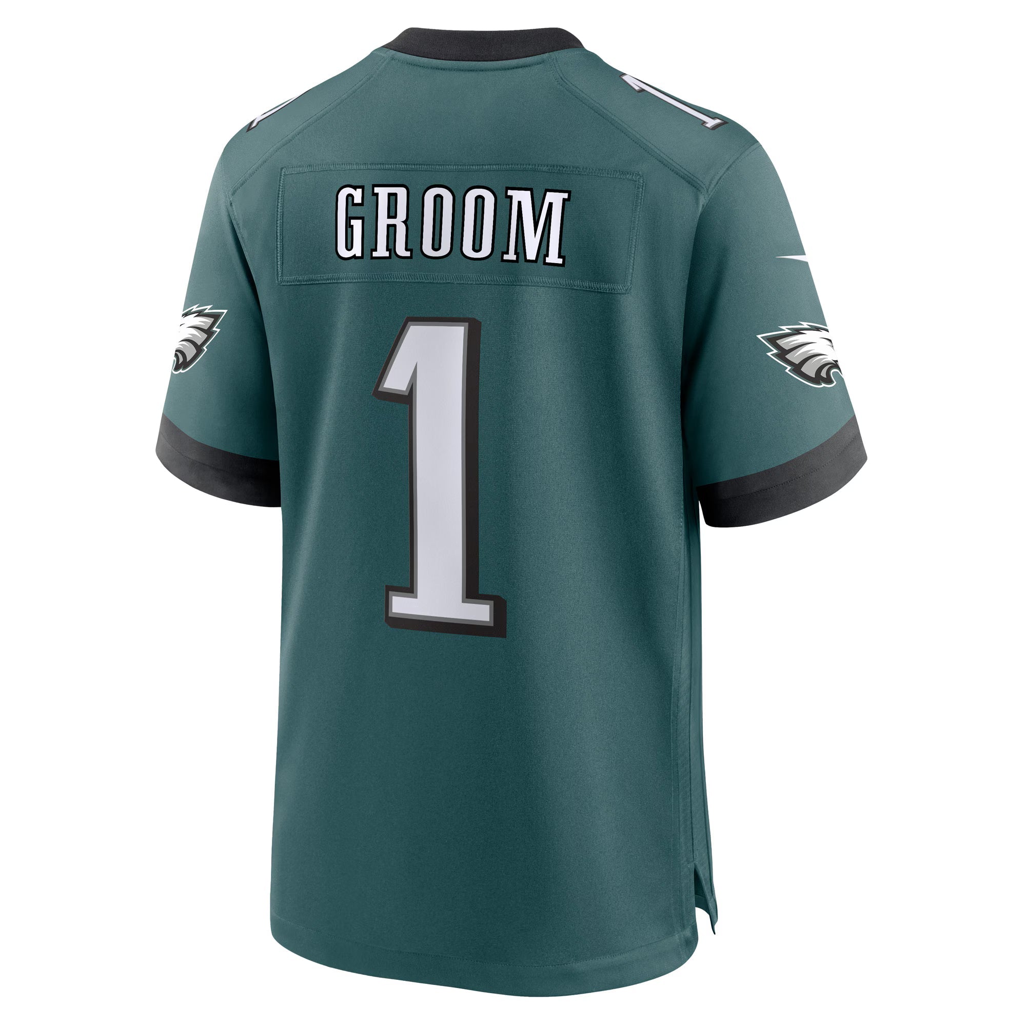 Philadelphia Eagles Number 1 Groom Midnight Green Game Jersey