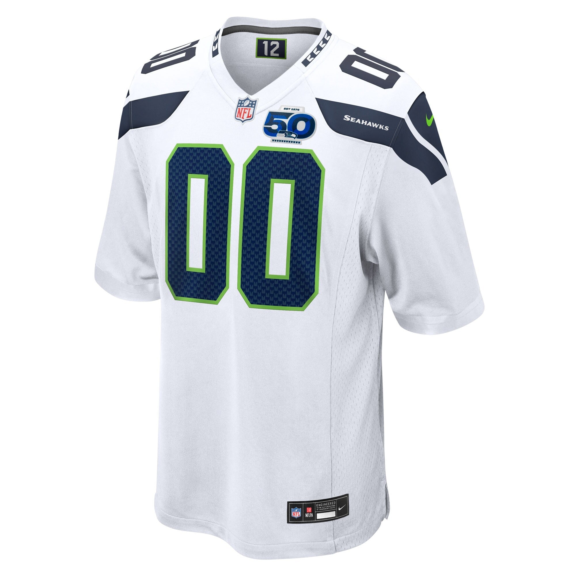 Seattle Seahawks White 50th Season Away Custom Game Jersey
