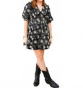Big Collar Lace Trim Mini Dress In Black