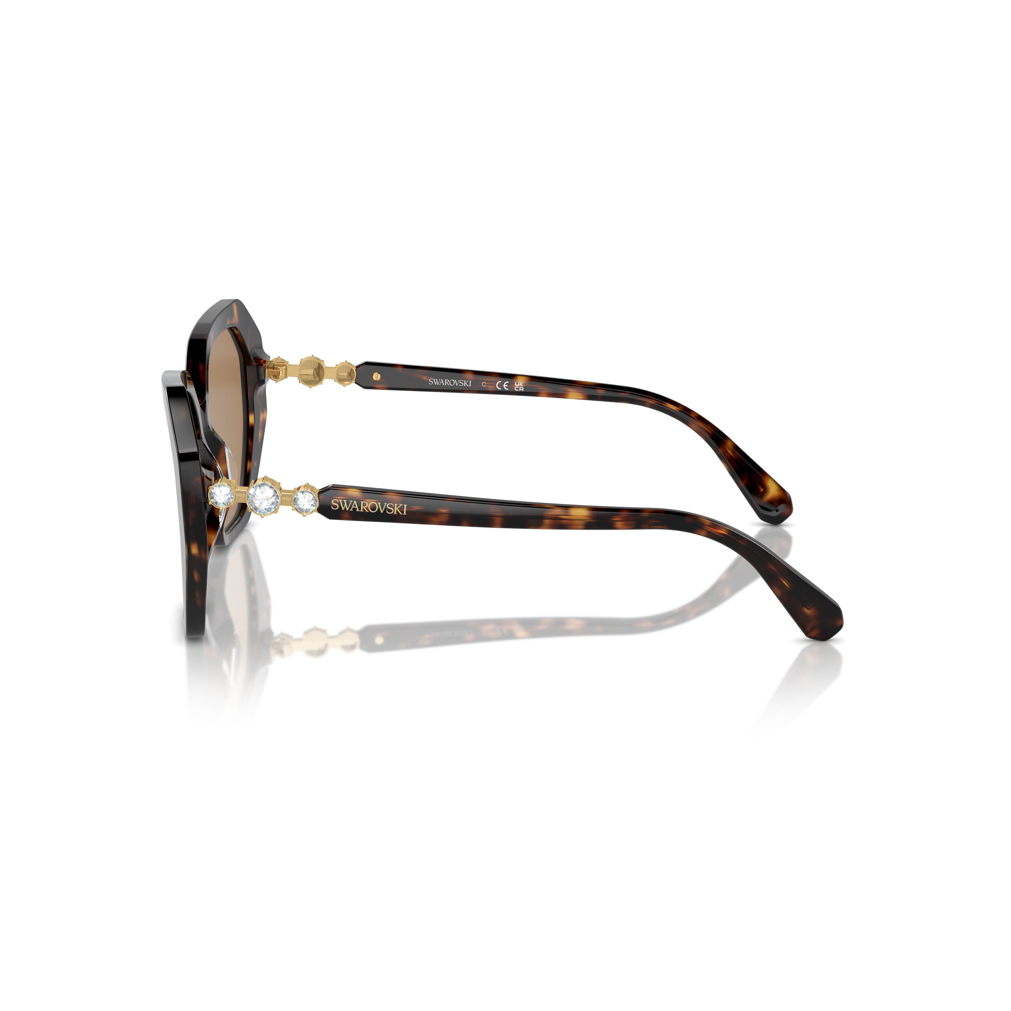 0Sk6017 Oversized Geometric Tortoiseshell Sunglasses with Crystal Accents