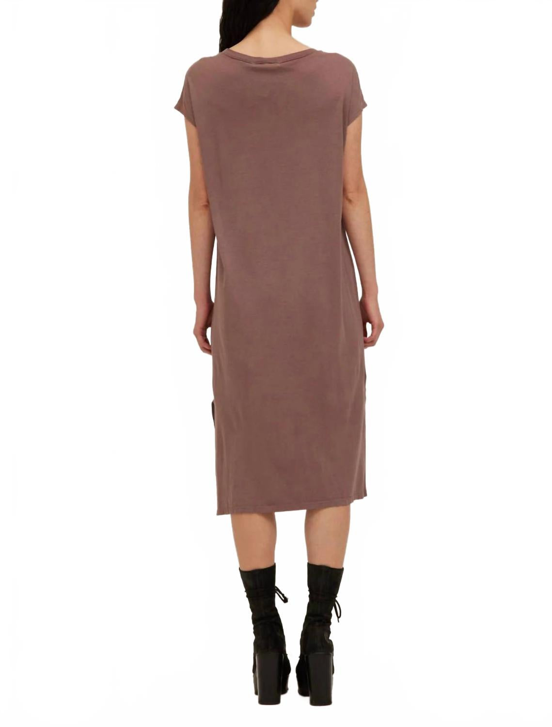 Alina Washed Midi Dress In Deep Taupe