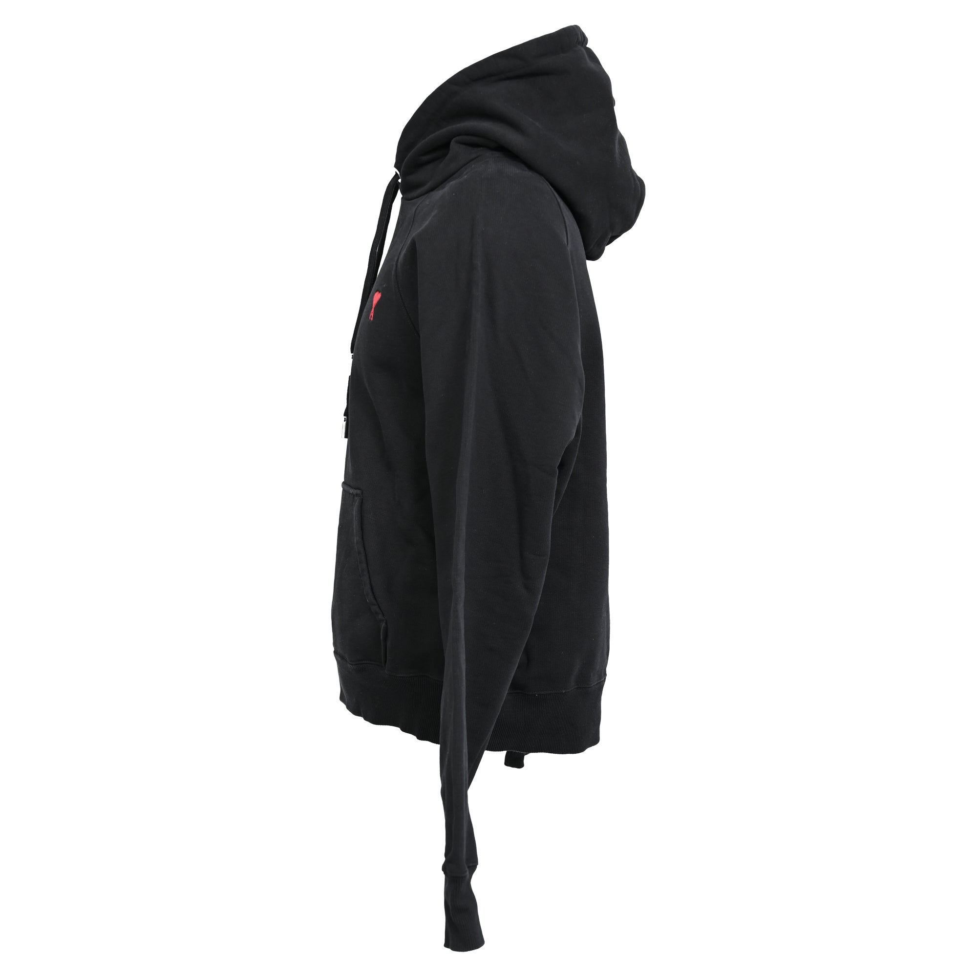 Ami Paris Ami De Coeur Small Logo Hoodie in Black Cotton