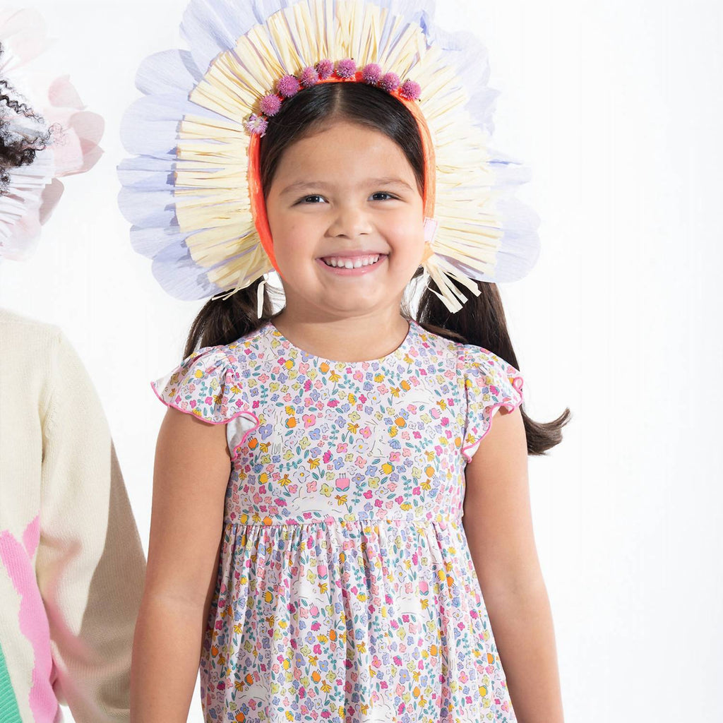Girls' Flutter Sleeve Dress In Bunny Blossom