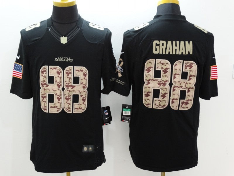 Men's Seattle Seahawks Jimmy Graham #88 Black Game Player Jersey1