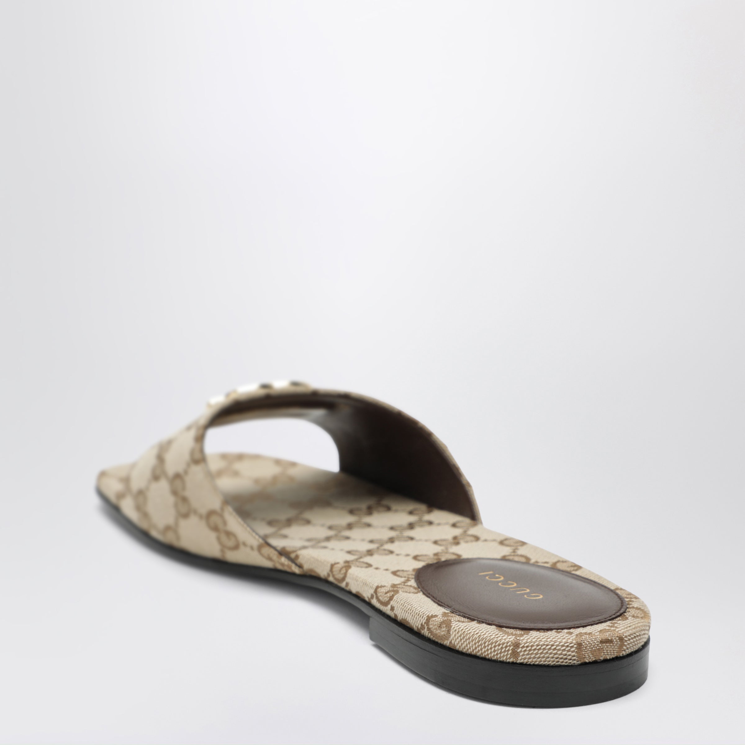 Gucci Double G Slides In Beige Sand Gg Canvas Women