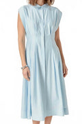 Contrast Stitch Midi Dress In Powder Blue