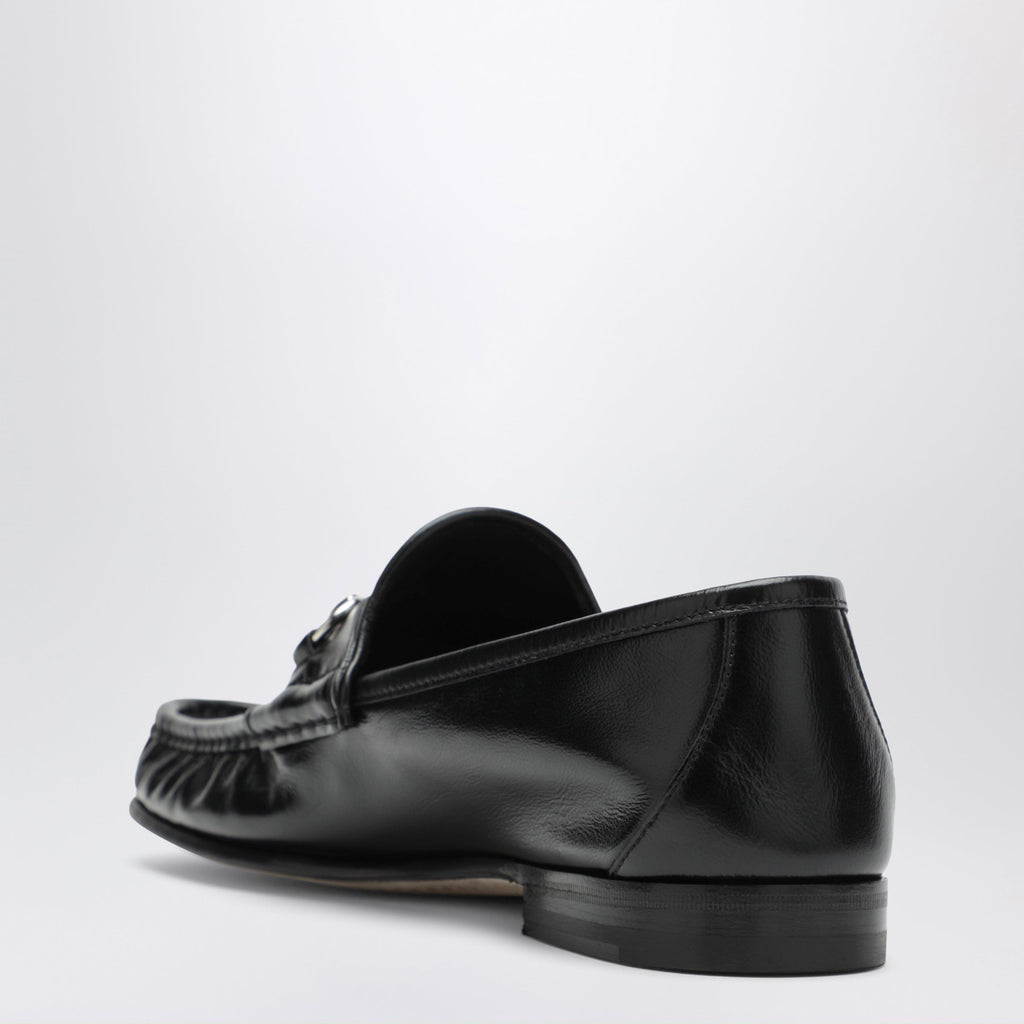Gucci Lugano Black Leather Loafer With Silver Horsebit Men