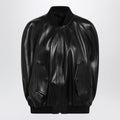 Balenciaga Black Leather Bomber Jacket Women