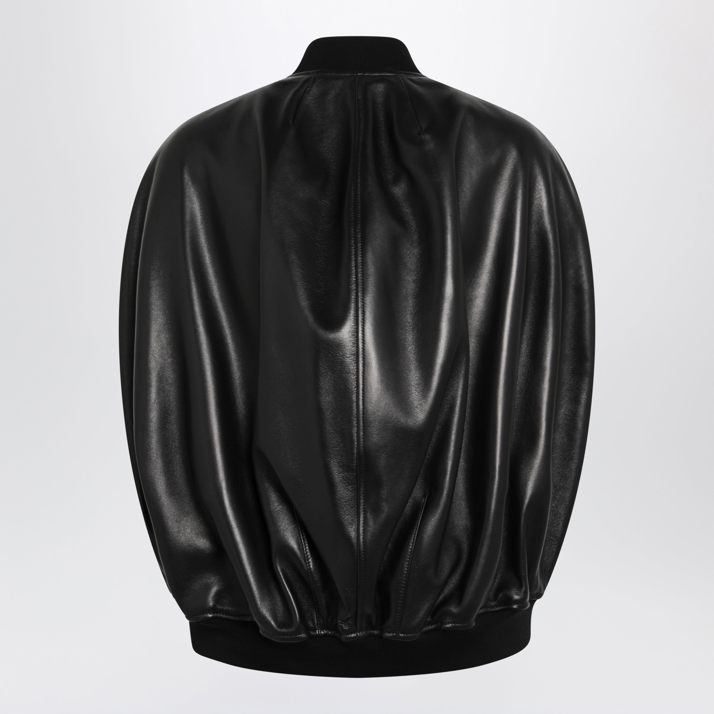 Balenciaga Black Leather Bomber Jacket Women