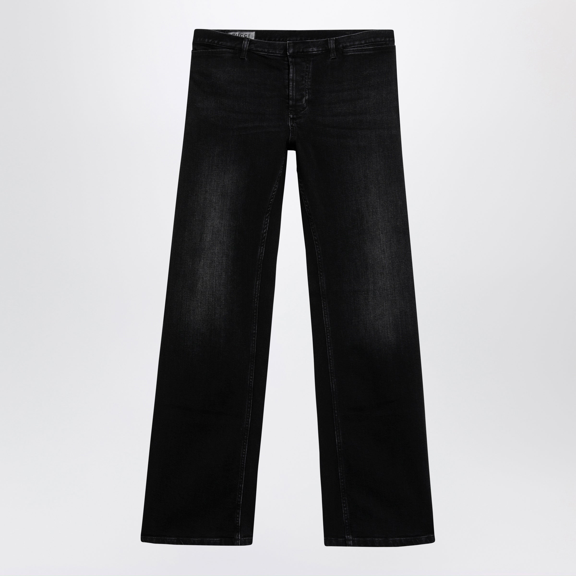 Gucci Black Stretch Denim Trousers With Washed Effect Men