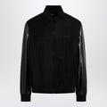Gucci Fabric Bomber With Nappa Leather Sleeves, Black Men