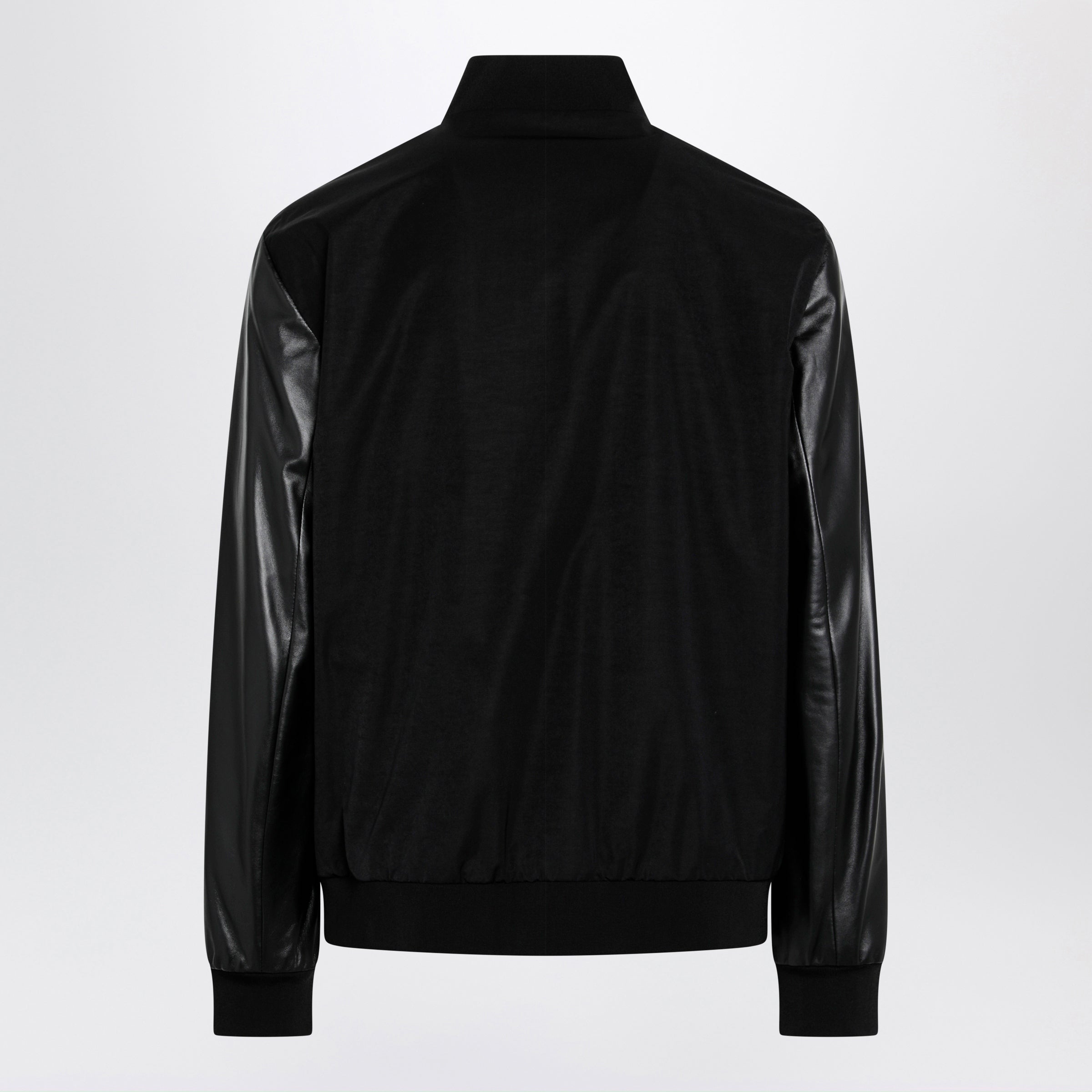 Gucci Fabric Bomber With Nappa Leather Sleeves, Black Men