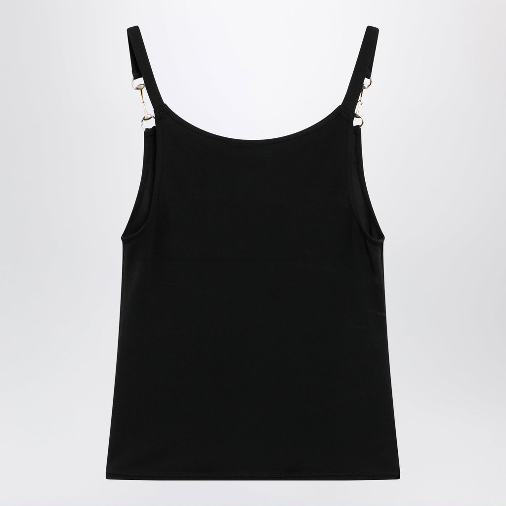Gucci Viscose Crãªpe Jersey Top With Horsebit Detail In Black Women