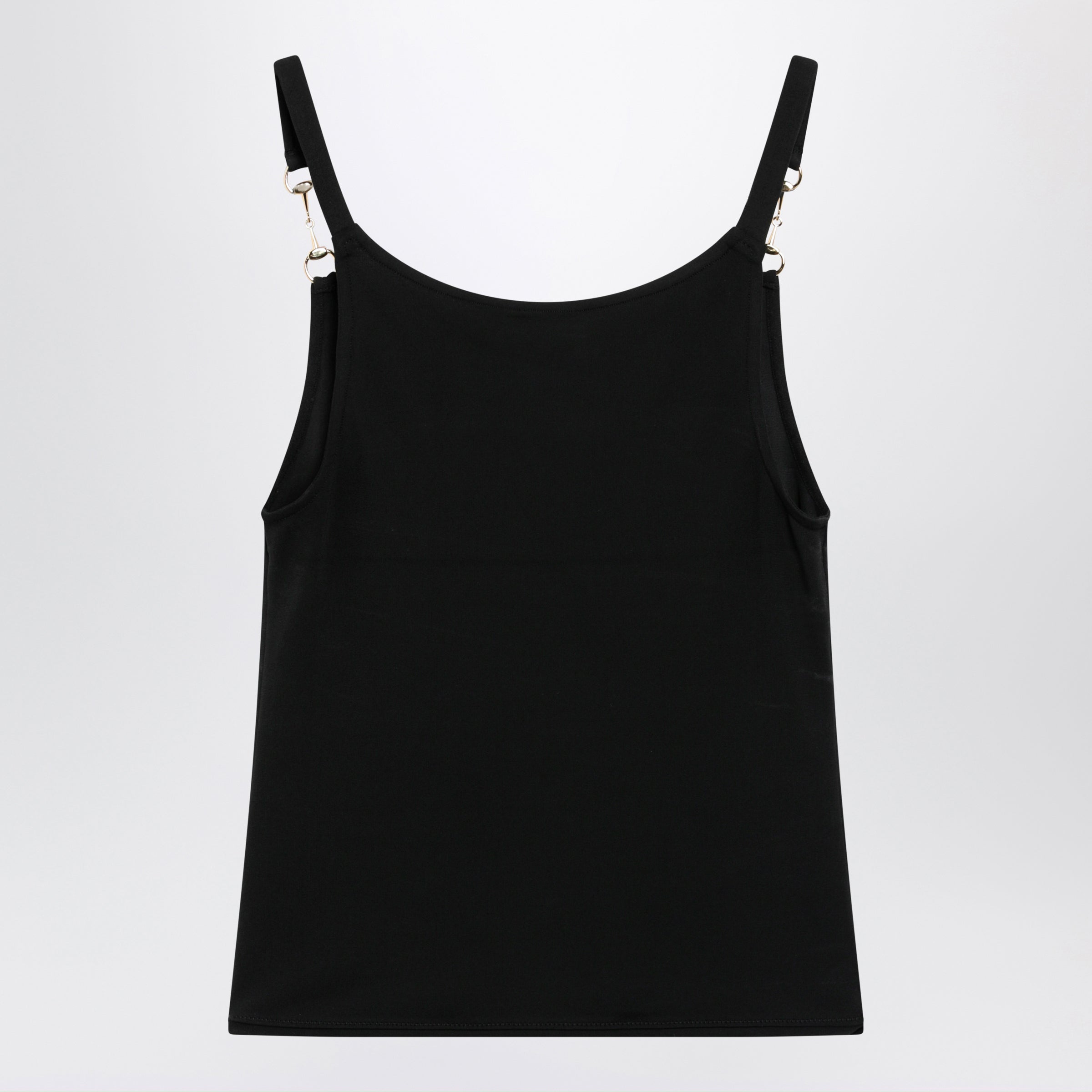 Gucci Viscose Crãªpe Jersey Top With Horsebit Detail In Black Women