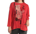 Foliage Mineral Washed Gauze Contrast Pocket Top In Scarlet