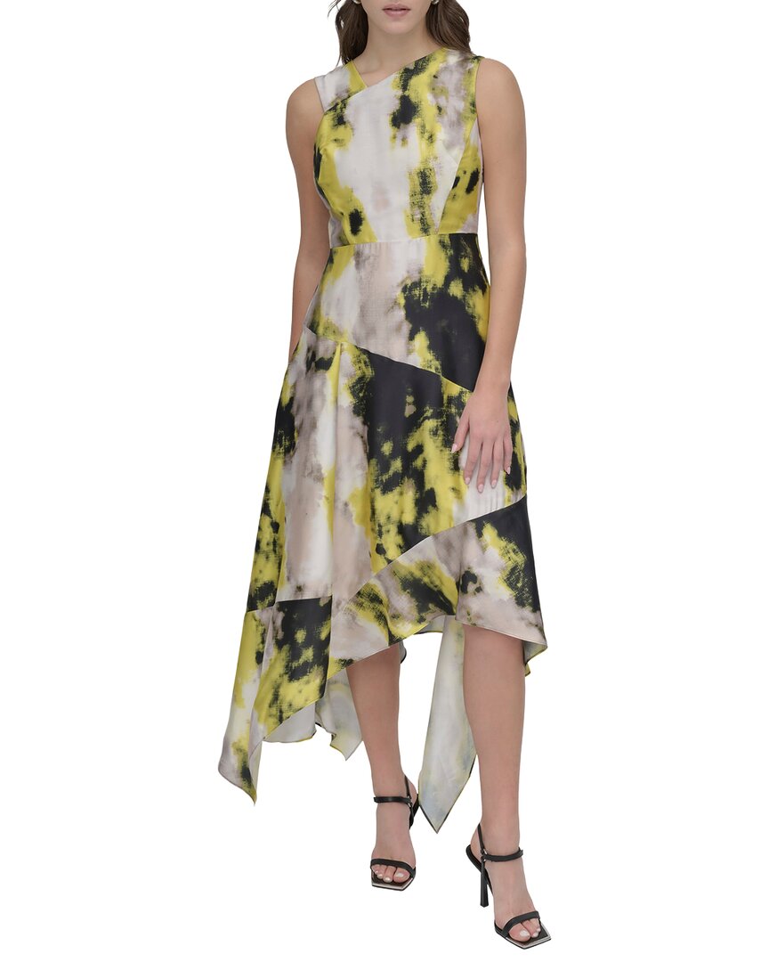 DKNY Printed Paneled Midi Dress