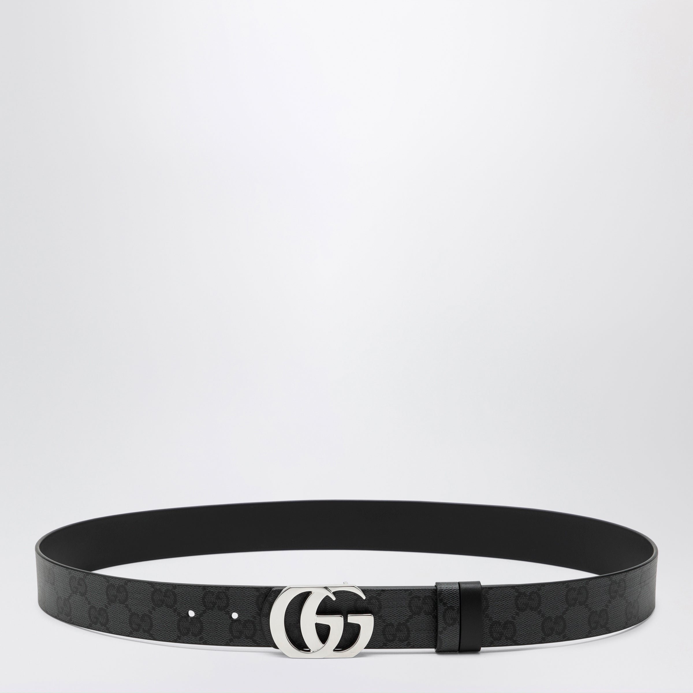 Gucci Cut Gg Marmont Reversible Gg Canvas And Leather Belt, Black Men