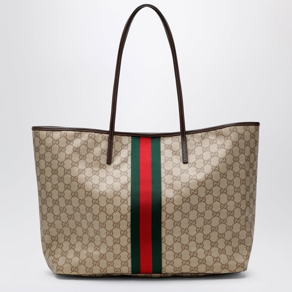 Gucci Large Tribeca Shopping Tote In Gg Canvas, Brown Women