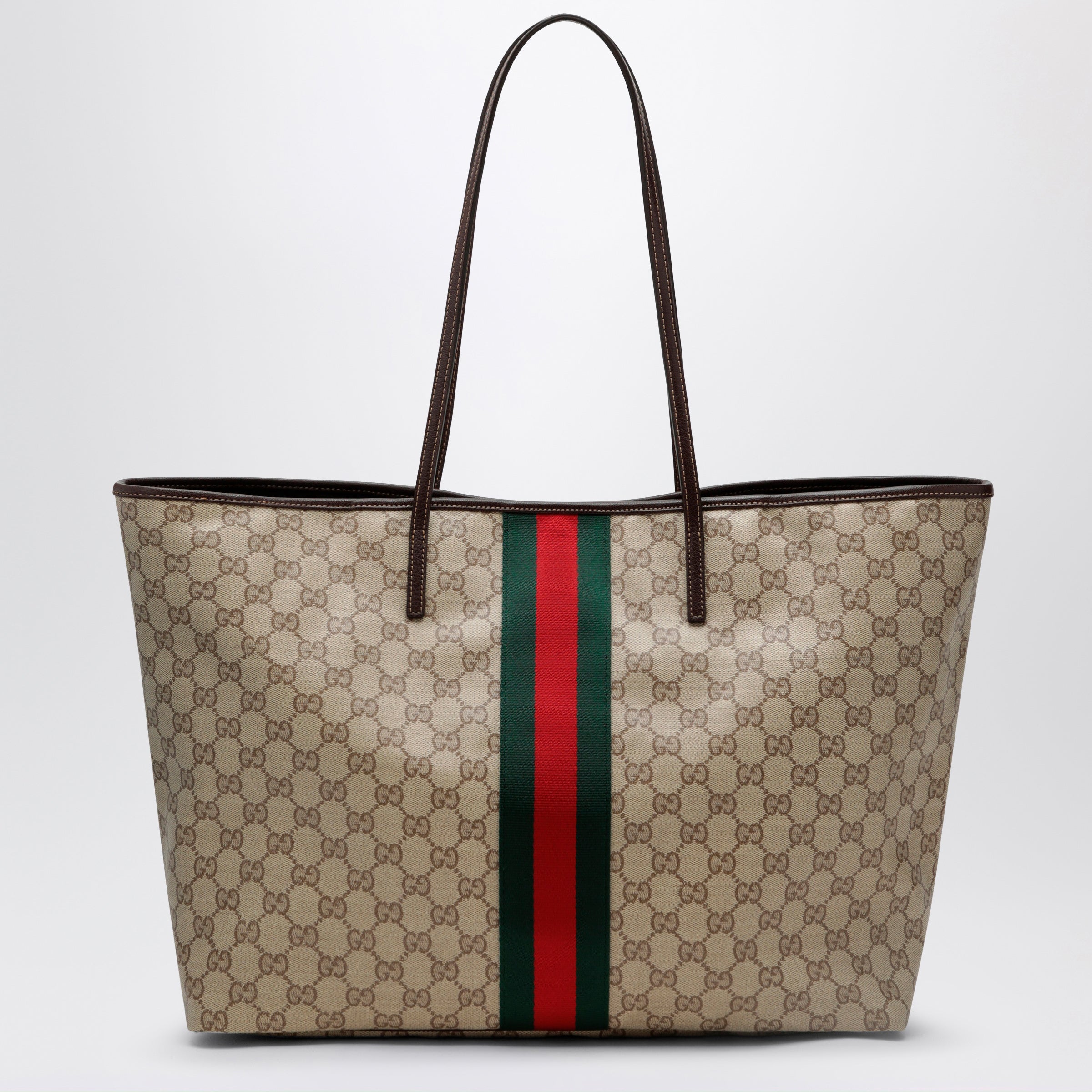 Gucci Large Tribeca Shopping Tote In Gg Canvas, Brown Women