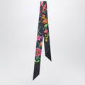 Gucci Silk Ribbon With Gg Flora Print In Black Women