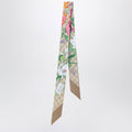 Gucci Silk Ribbon With Gg Flora Print In Light Brown Women