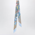 Gucci Printed Silk Ribbon With Flora Motif In Light Blue Women