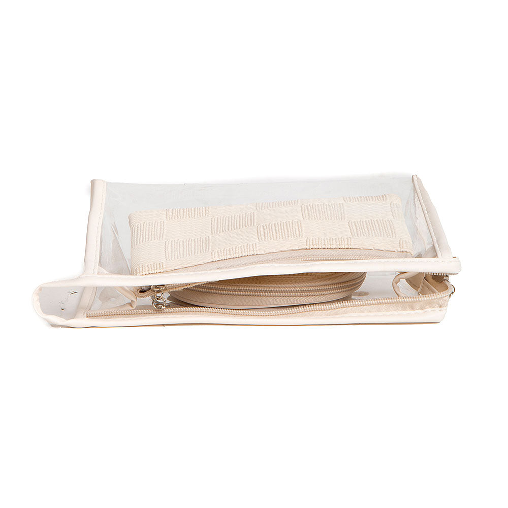 3PCS - Checkered Clear Travel Cosmetic Pouch Bag Set