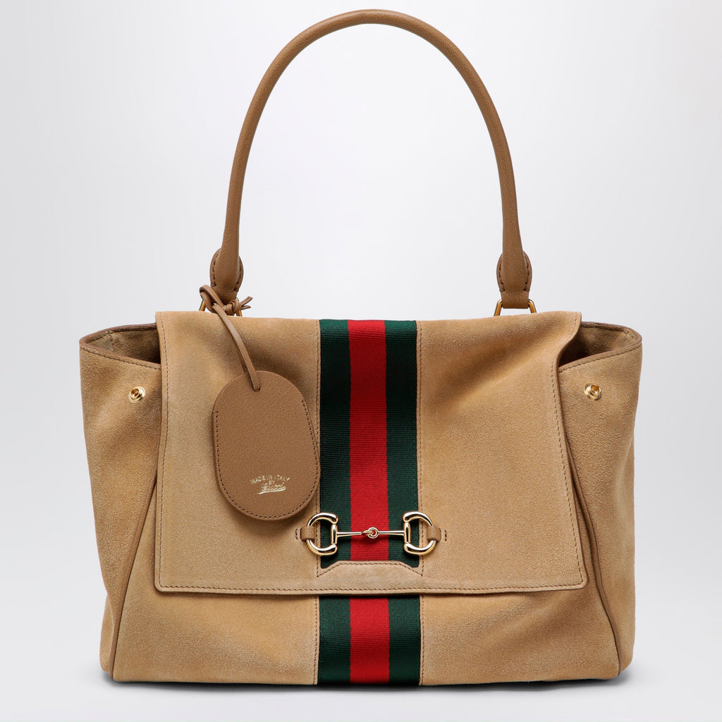 Gucci Medium Paparazzo Handbag In Sand-Coloured Suede Women
