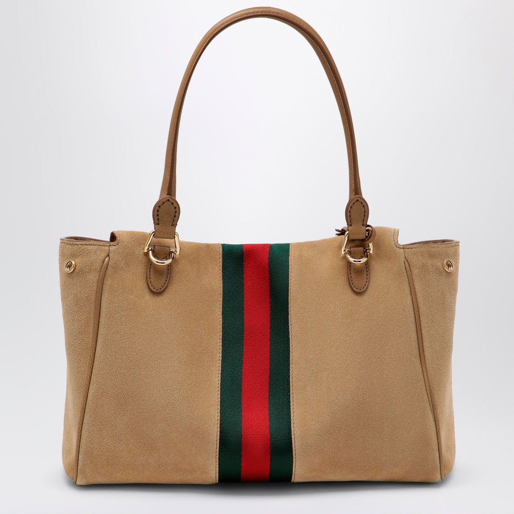 Gucci Medium Paparazzo Handbag In Sand-Coloured Suede Women