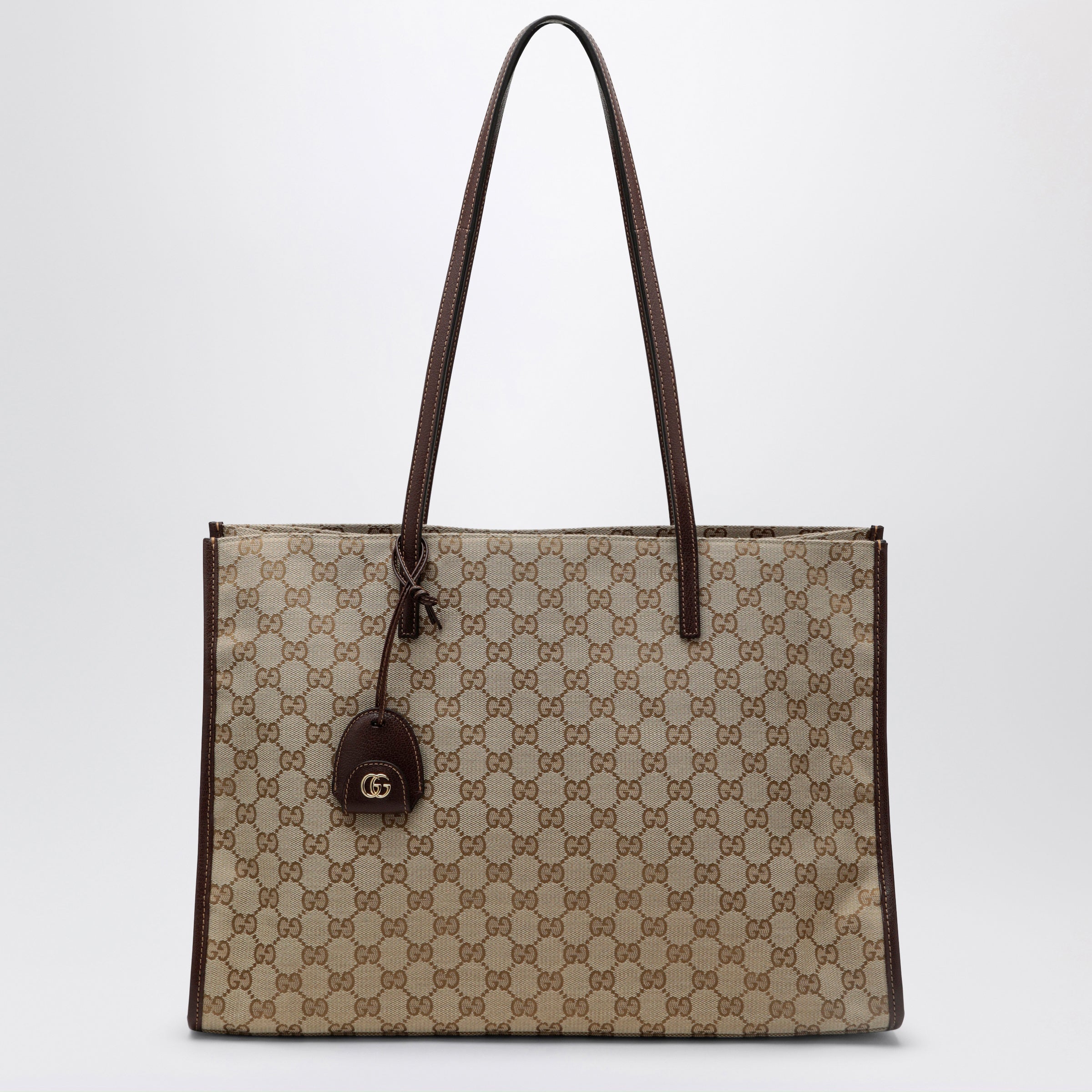 Gucci Large London Shopping Bag In Beige Sand Gg Fabric Women