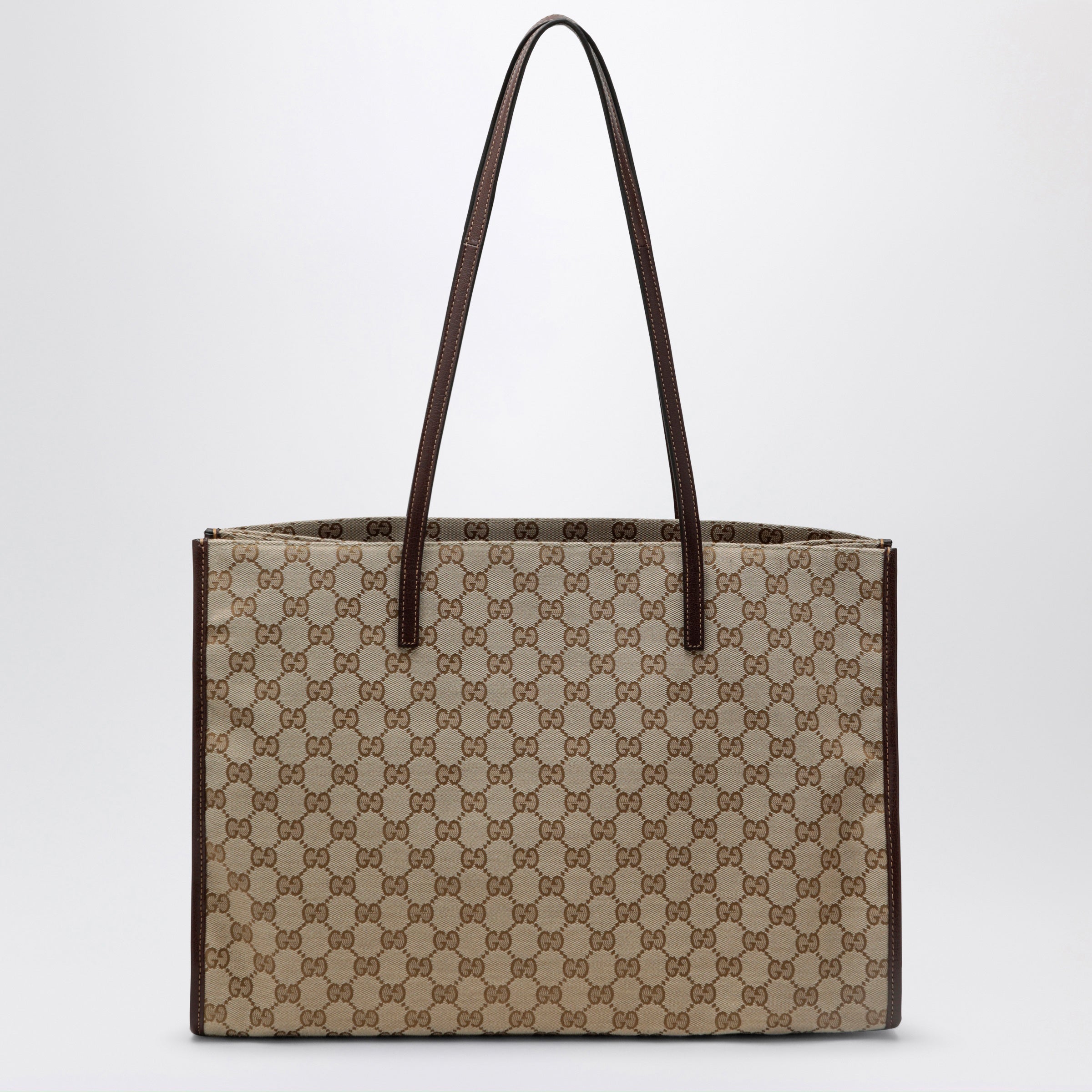 Gucci Large London Shopping Bag In Beige Sand Gg Fabric Women