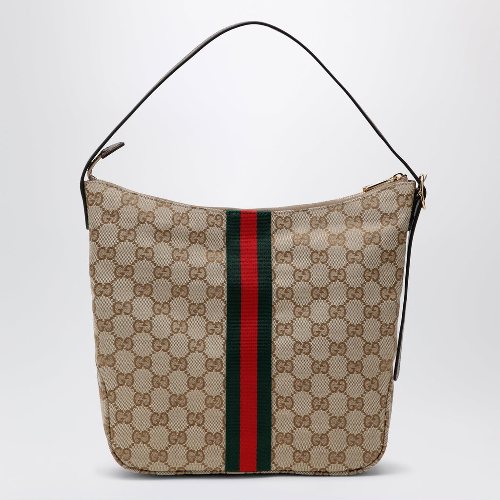 Gucci Medium Lunetta Crossbody Bag In Beige Sand Gg Fabric Men